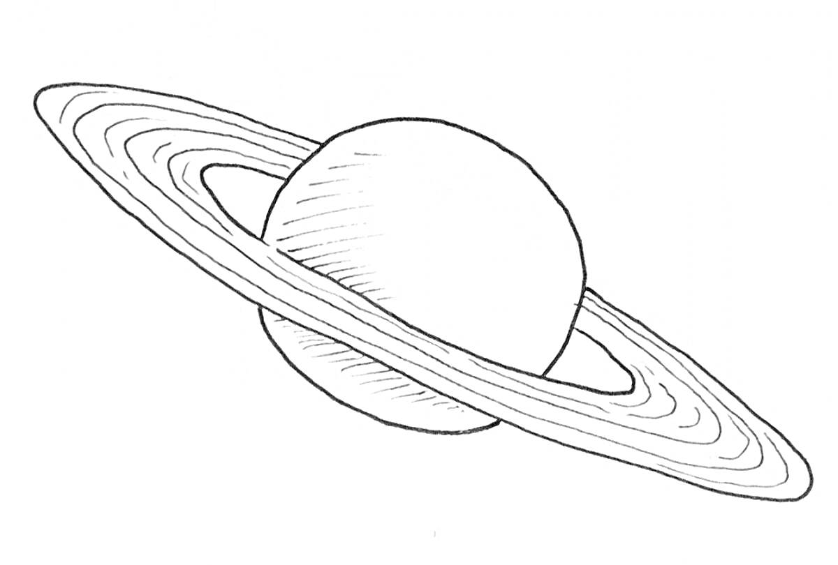 На раскраске изображено: Сатурн, Космос, Астрономия, Планета с кольцами, Обучение