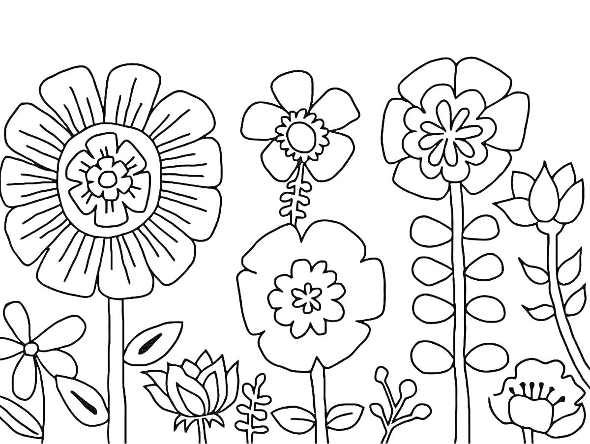 На раскраске изображено: Цветы, Для детей, Листья, Природа, Весна, Бутон