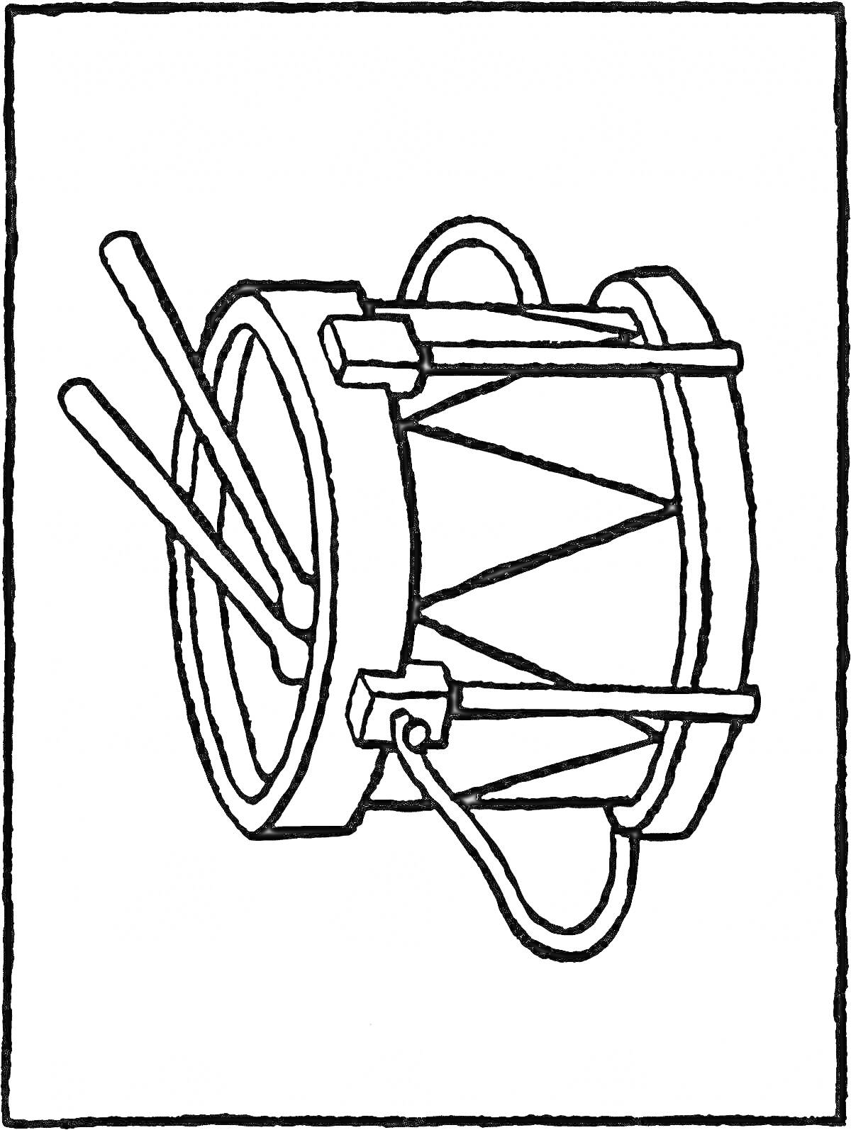 Раскраска Барабан с палочками