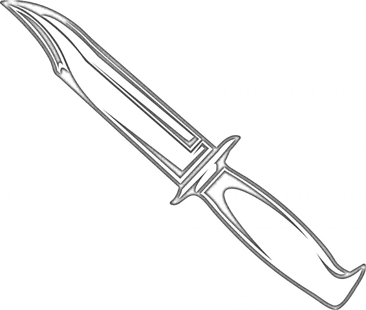 На раскраске изображено: Нож, Лезвие, Рукоятка, Оружие