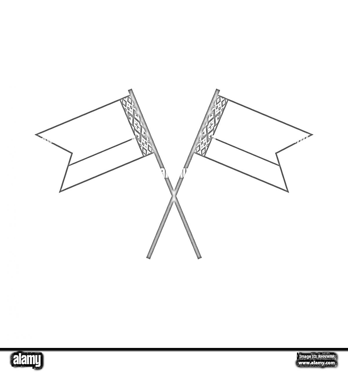 Раскраска Перекрещенные белорусские флаги с узором на древках