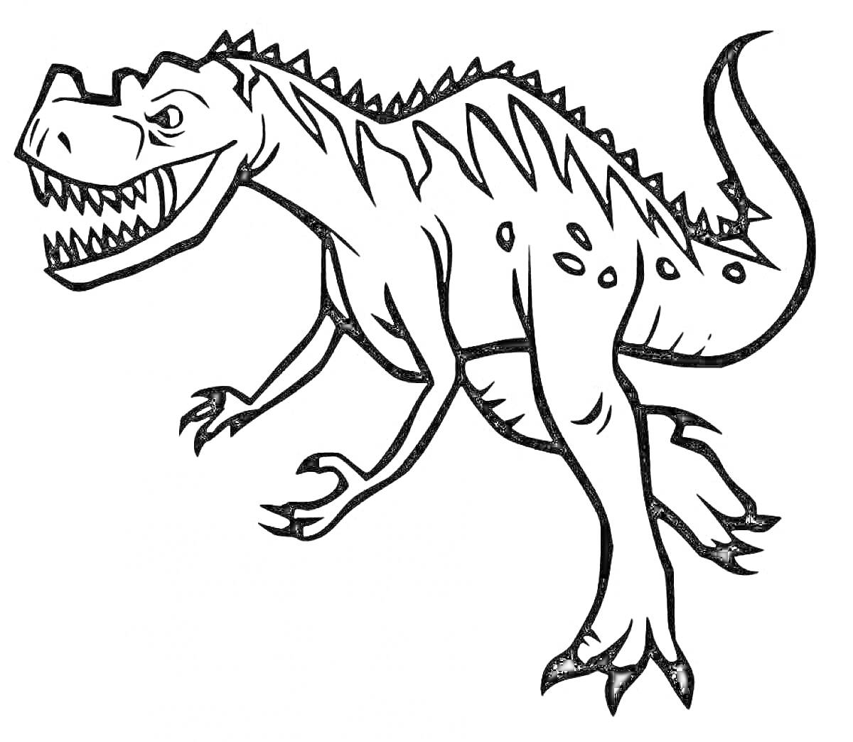 На раскраске изображено: Динозавр, Шипы, Для детей, Хищники, Древние животные