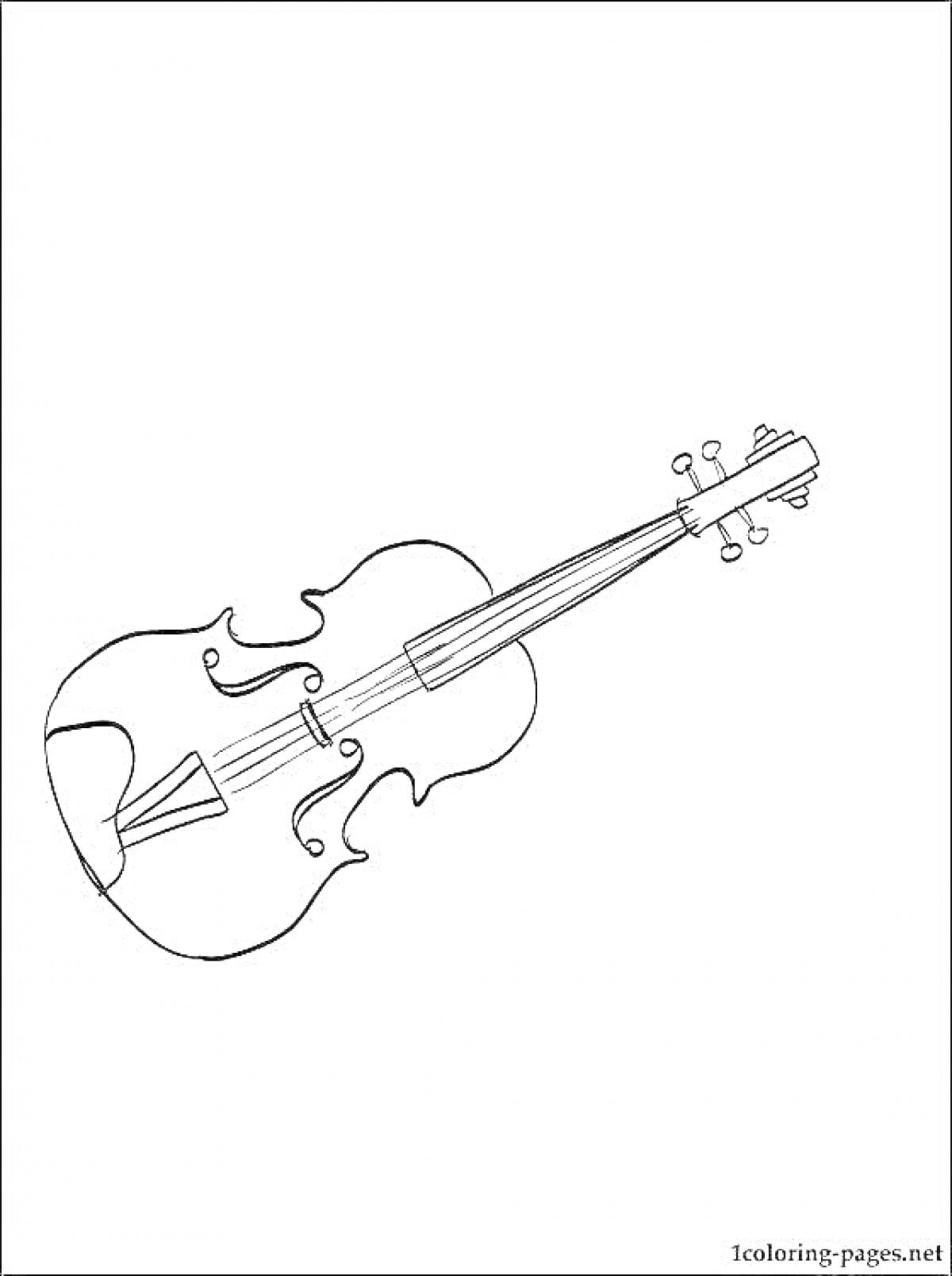 На раскраске изображено: Скрипка, Струны, Колки, Музыка, Классическая музыка, Музыкальные инструменты