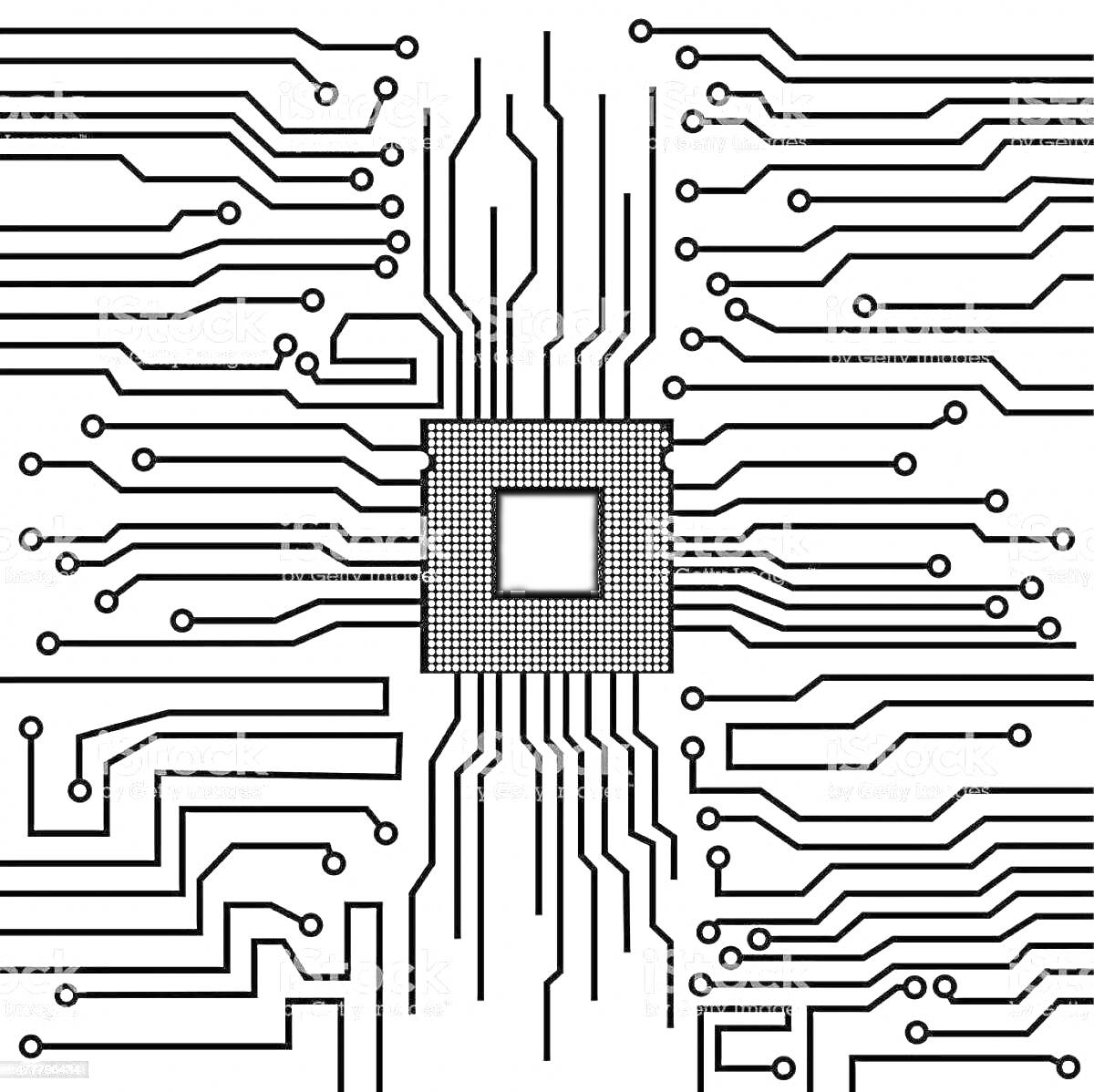 Центральный процессор с дорожками и паяными соединениями