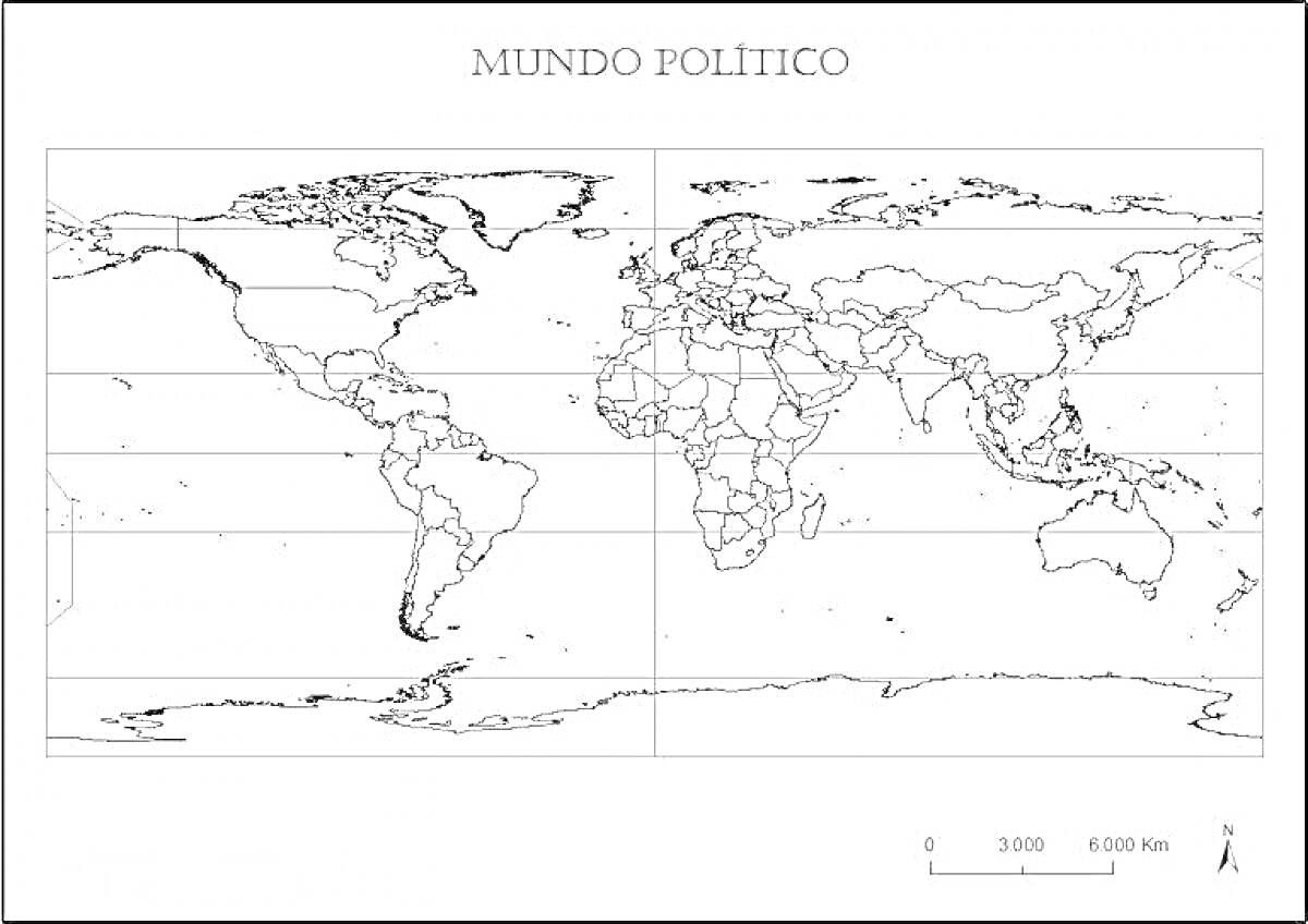 Карта мира политическая для раскрашивания