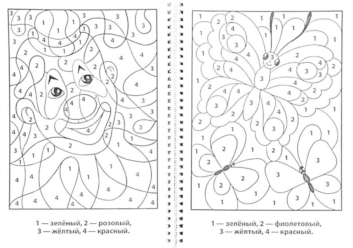 Раскраска Клоун и бабочка по номерам