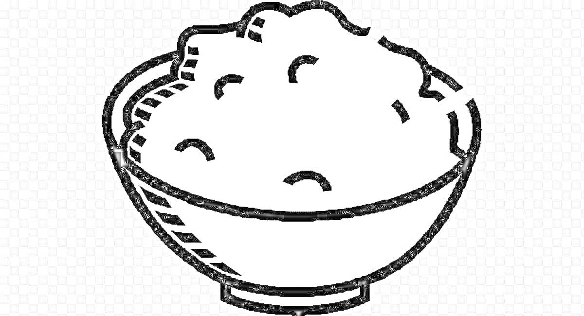 На раскраске изображено: Миска, Каша, Еда, Завтрак