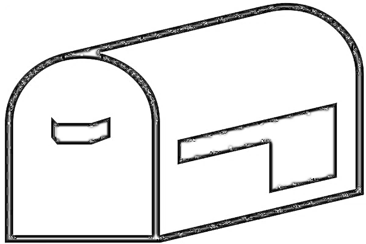 Раскраска Почтовый ящик с маленькой прорезью на передней стороне и флажком сбоку