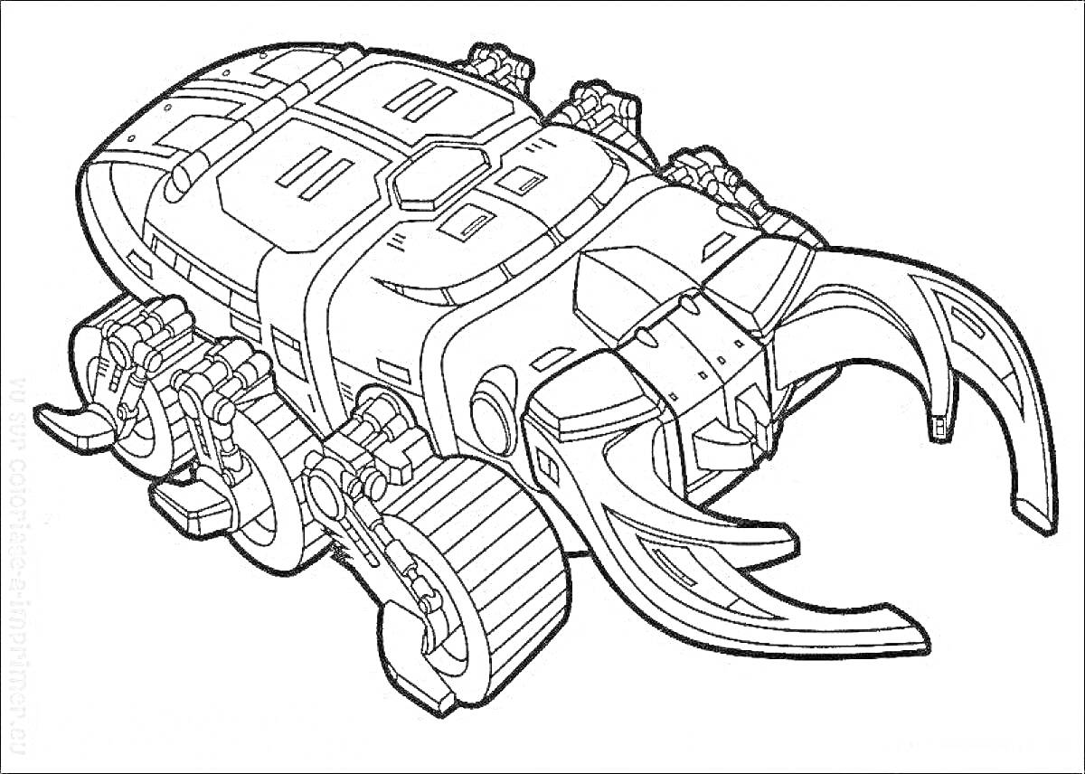 Раскраска Машина-скричер с бронёй и массивными колесами