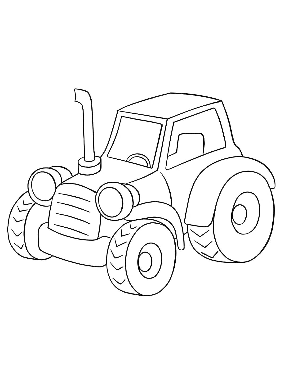 На раскраске изображено: Синий трактор, Трактор, 4 года, 5 лет, Для детей, Транспорт