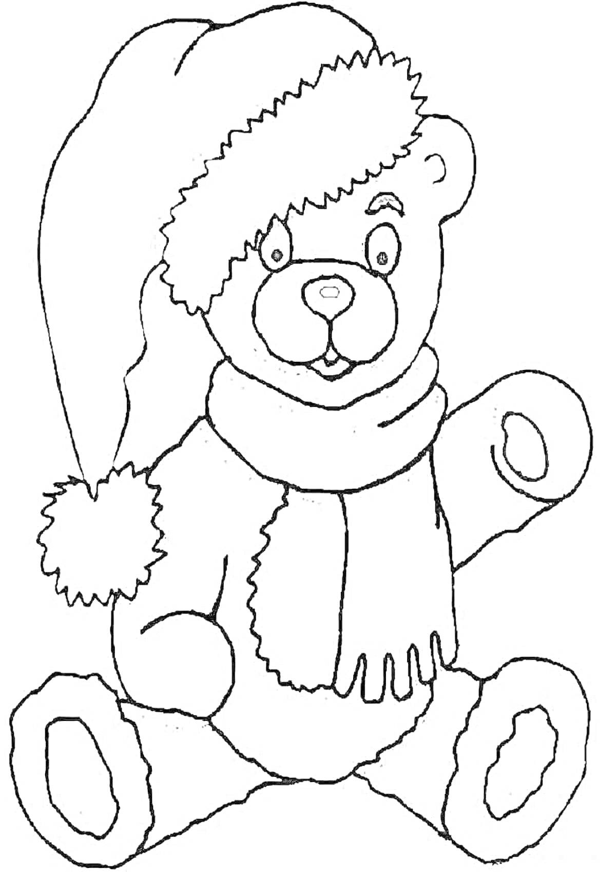 На раскраске изображено: Тедди, Зимняя шапка, Шарф, Игра