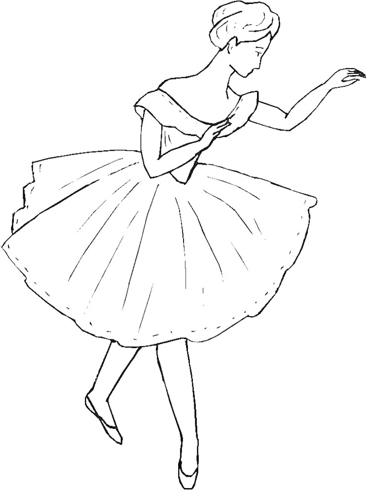 На раскраске изображено: Балерина, Классический танец, Пачка, Танец, Балет, Искусство