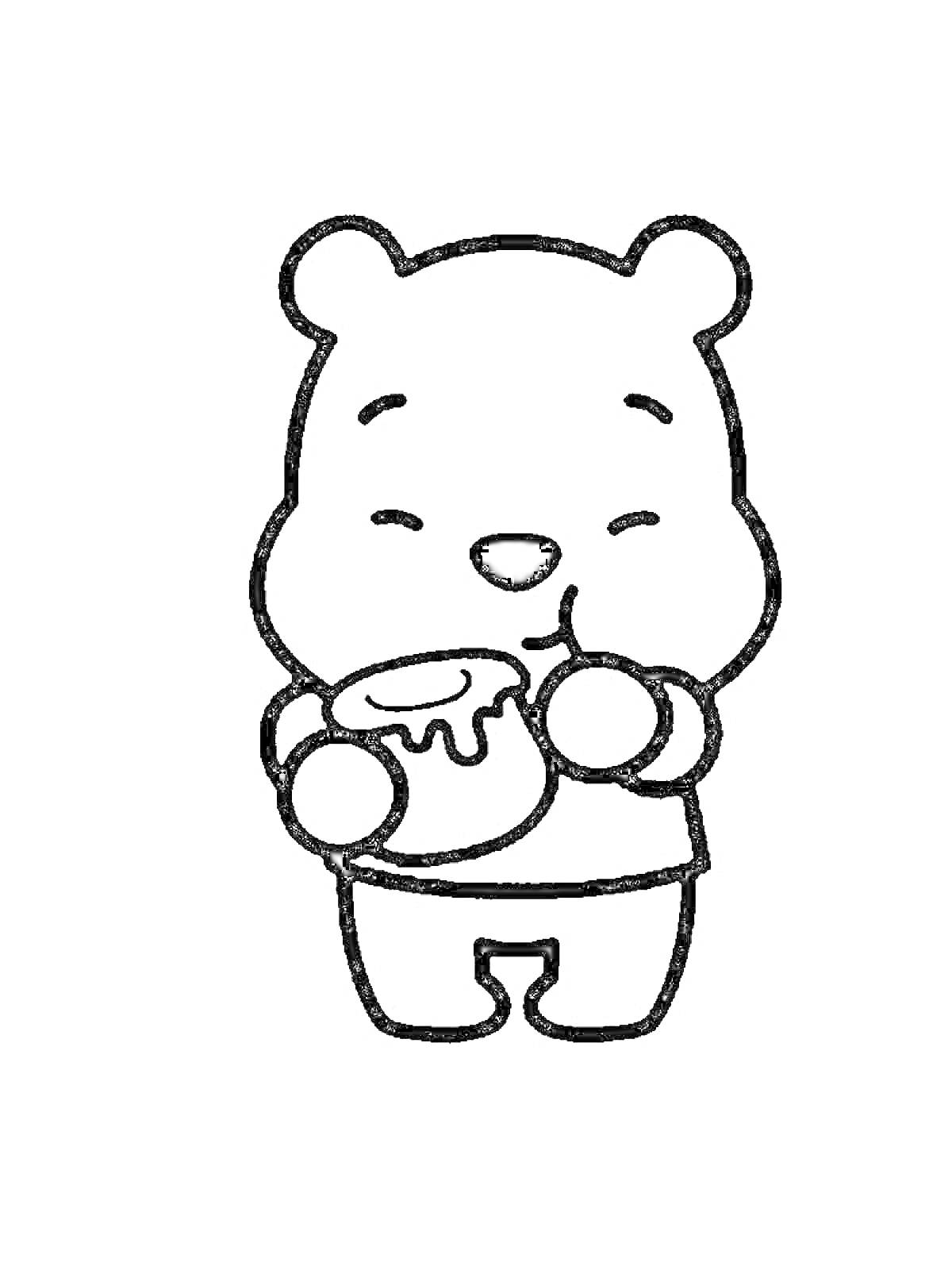Раскраска Медвежонок с горшочком мёда
