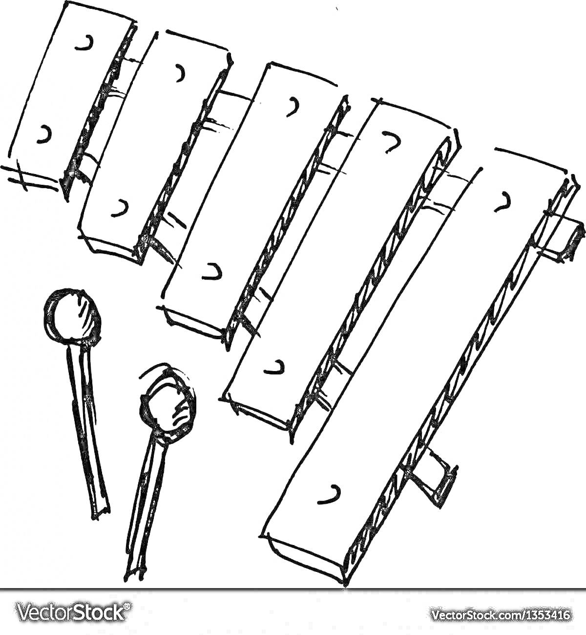 Раскраска Металлофон с палочками