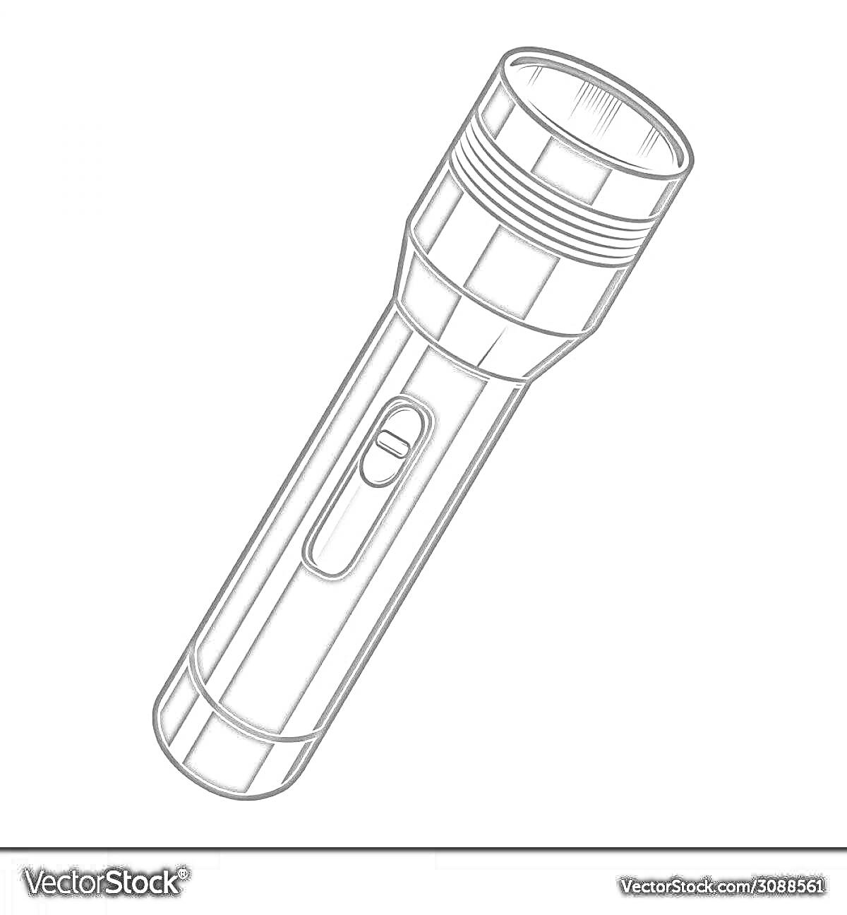 Раскраска Фонарик с кнопкой и рефлектором