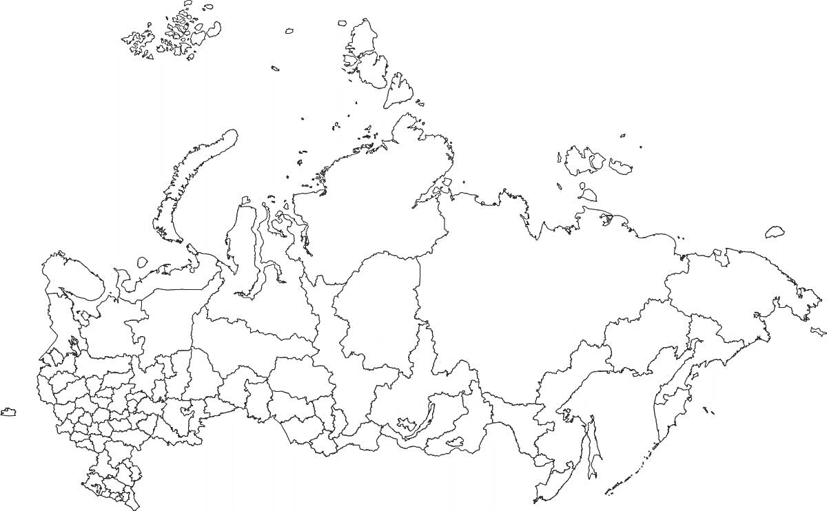 На раскраске изображено: Карта, Россия, Регионы, Границы