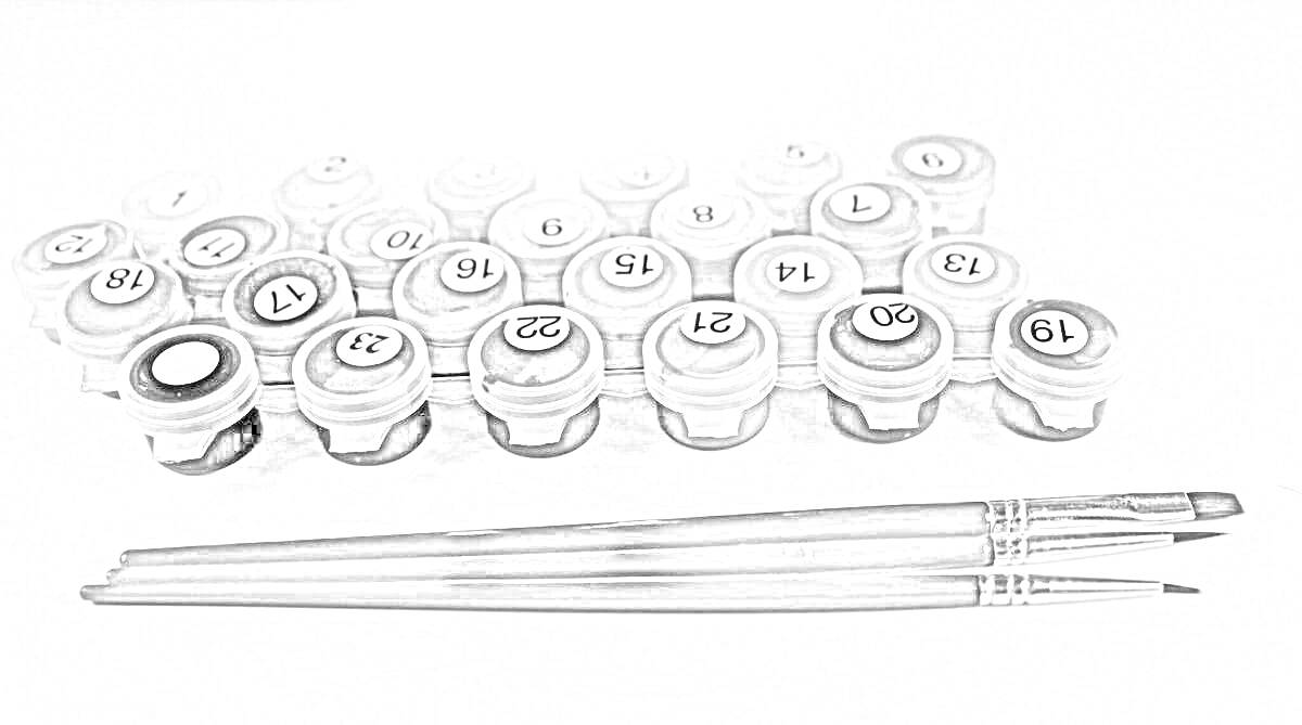 Раскраска Набор для раскраски по номерам с засохшими красками и кистями