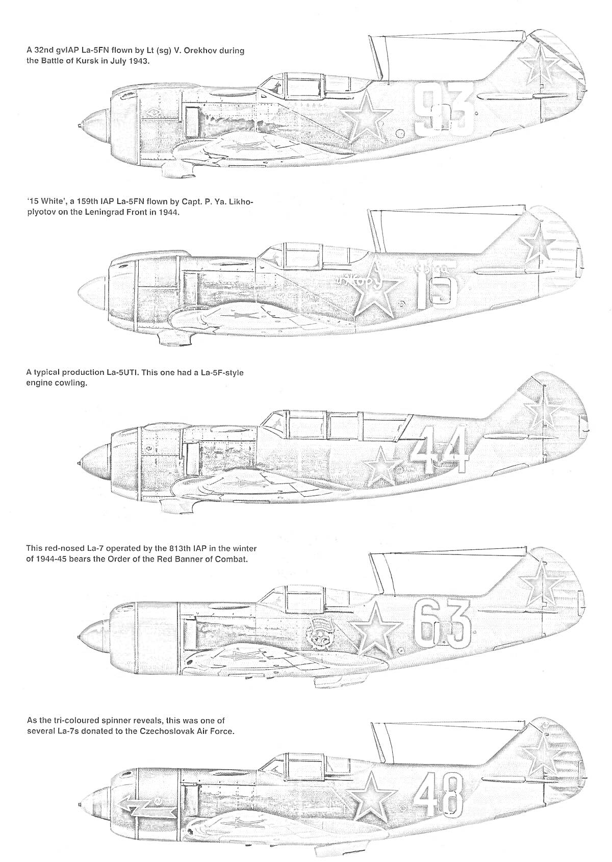 На раскраске изображено: Ла-5ФН, Военная техника, Авиация, Вторая мировая война, Звезды, Камуфляж