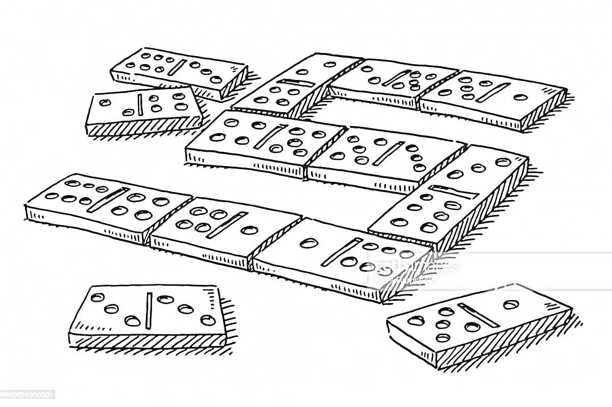 На раскраске изображено: Домино, Настольная игра