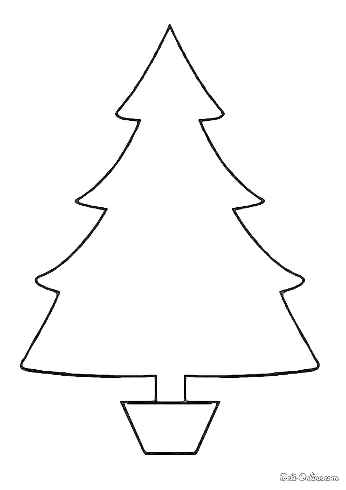 На раскраске изображено: Новогодняя елка, Для малышей, Горшки