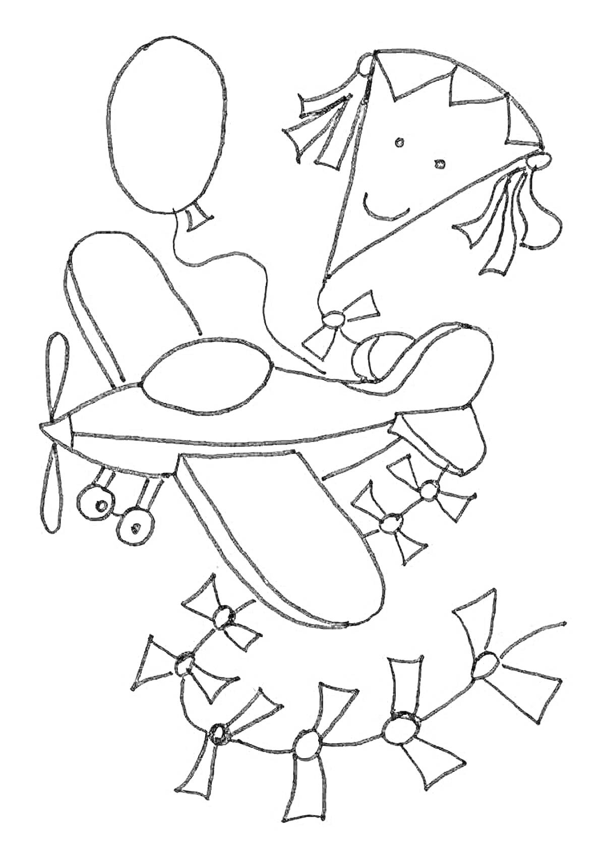 На раскраске изображено: Воздушный змей, Для дошкольников, Агния Барто, Игрушки, Полет