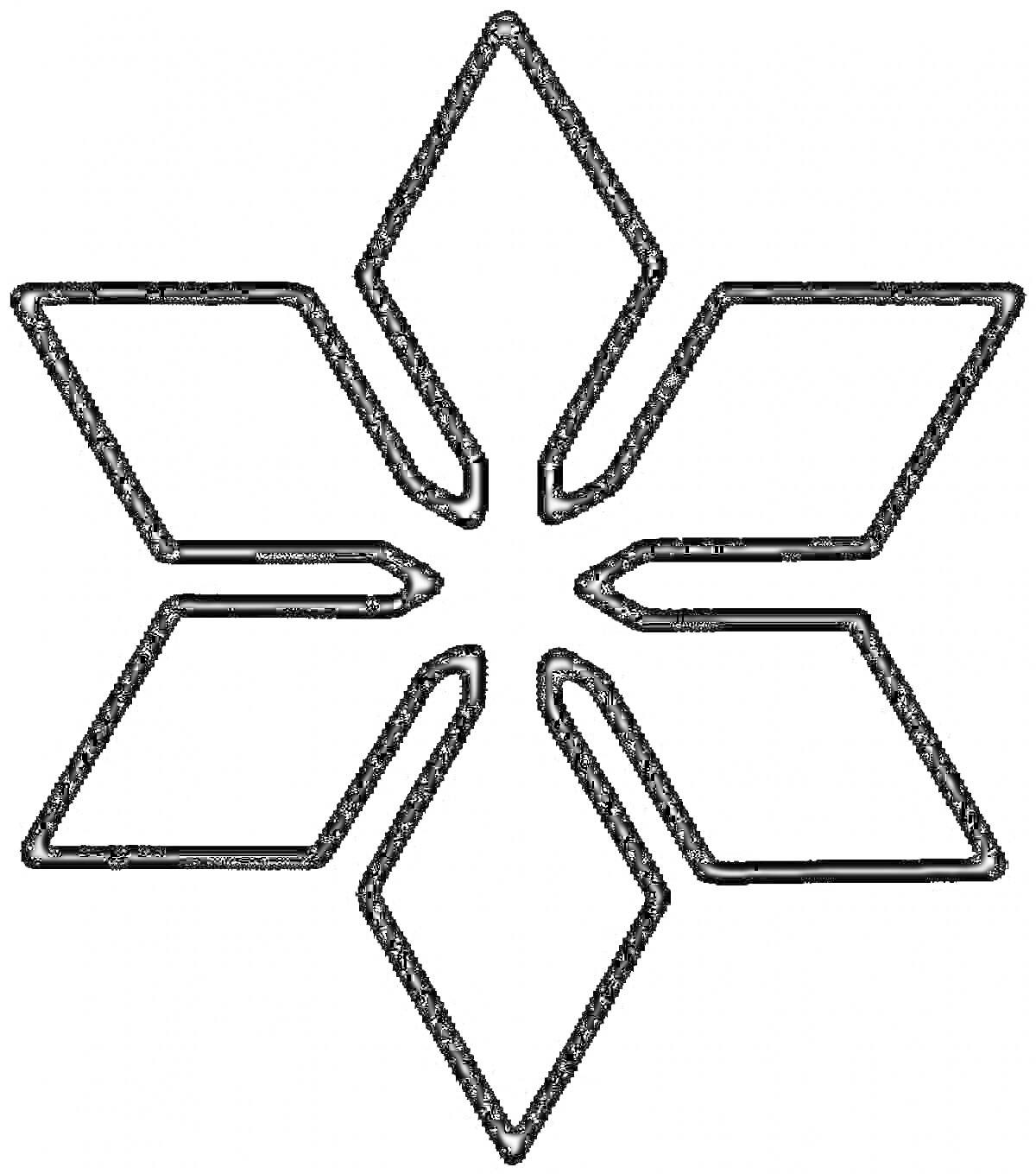 Раскраска Снежинка с шестью гранеными лепестками