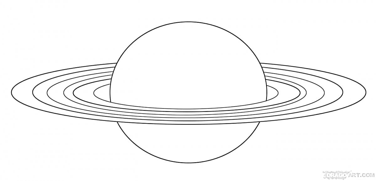 На раскраске изображено: Сатурн, Космос, Астрономия, Учеба