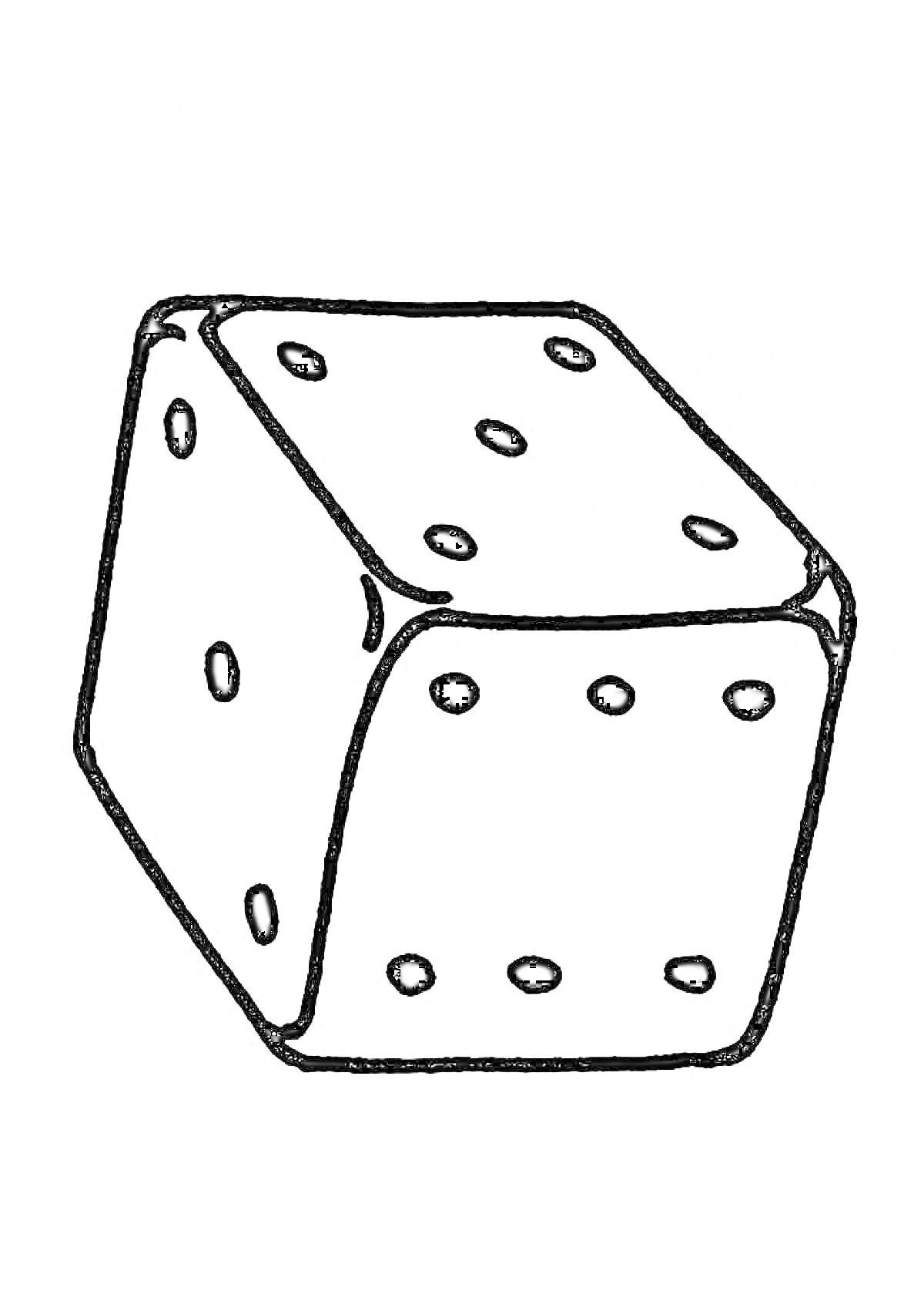 Раскраска Кубик с цифрами от 1 до 6 на всех гранях