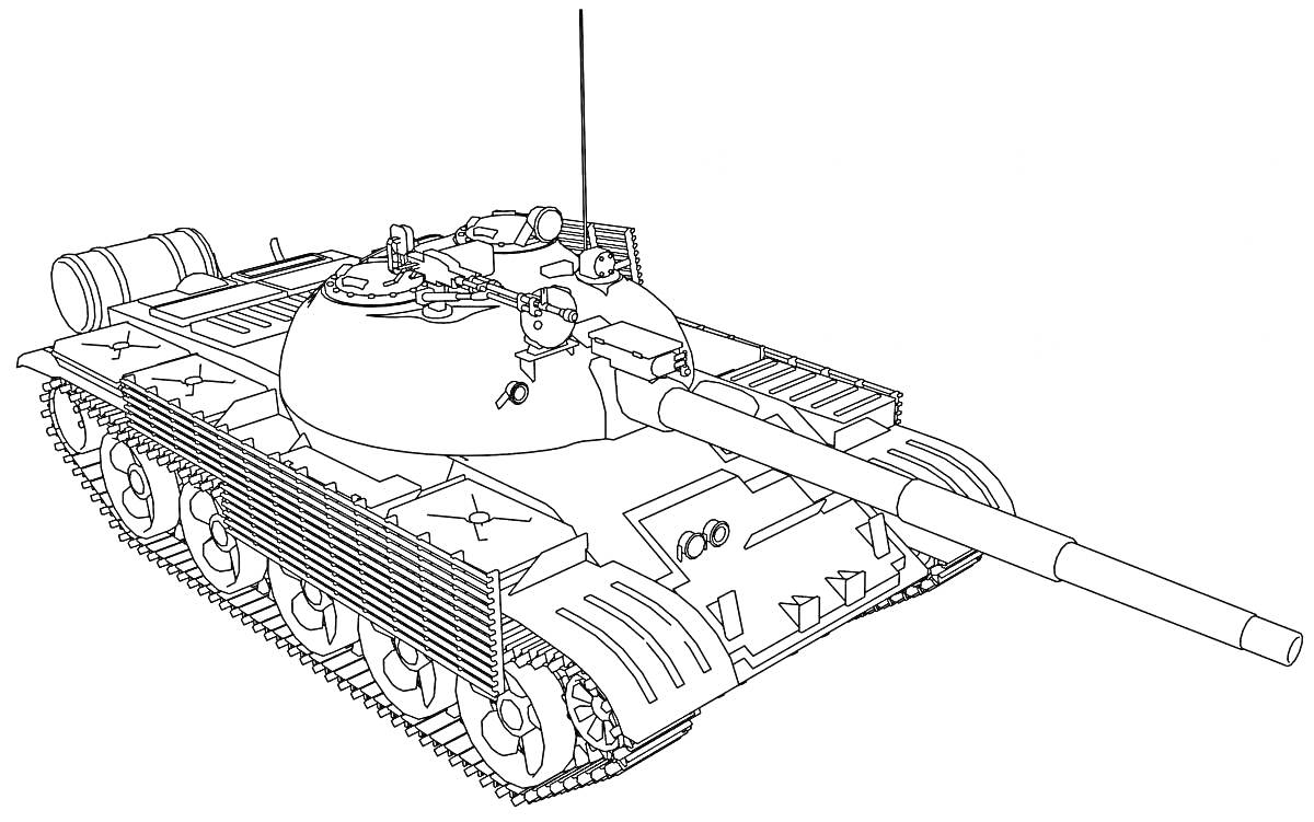 На раскраске изображено: Танк, ИС-3, Пушка, Гусеницы, Военная техника