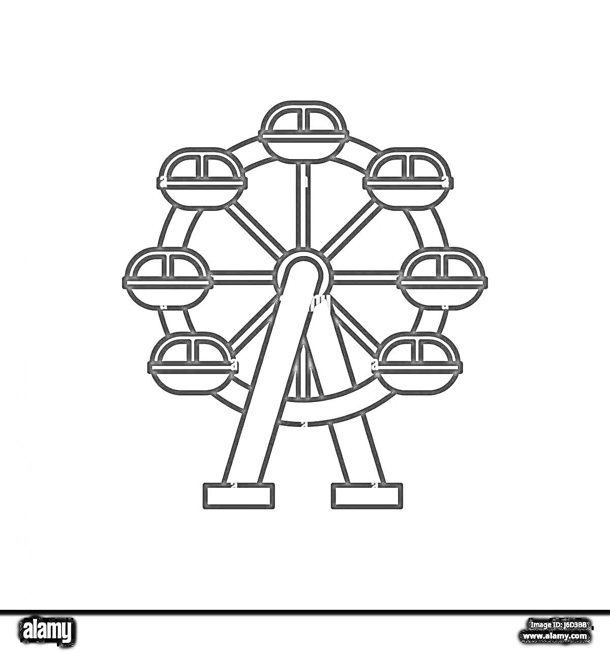 Раскраска Колесо обозрения с восемью кабинами