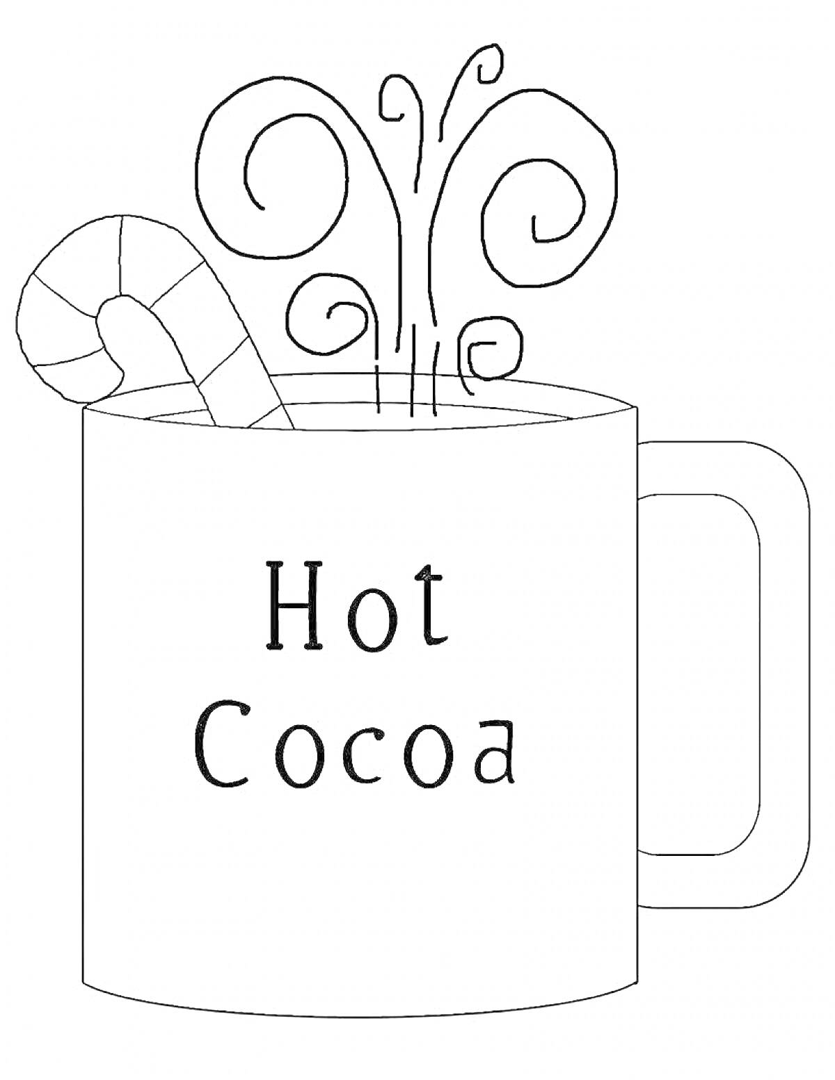 На раскраске изображено: Какао, Горячий напиток, Пар