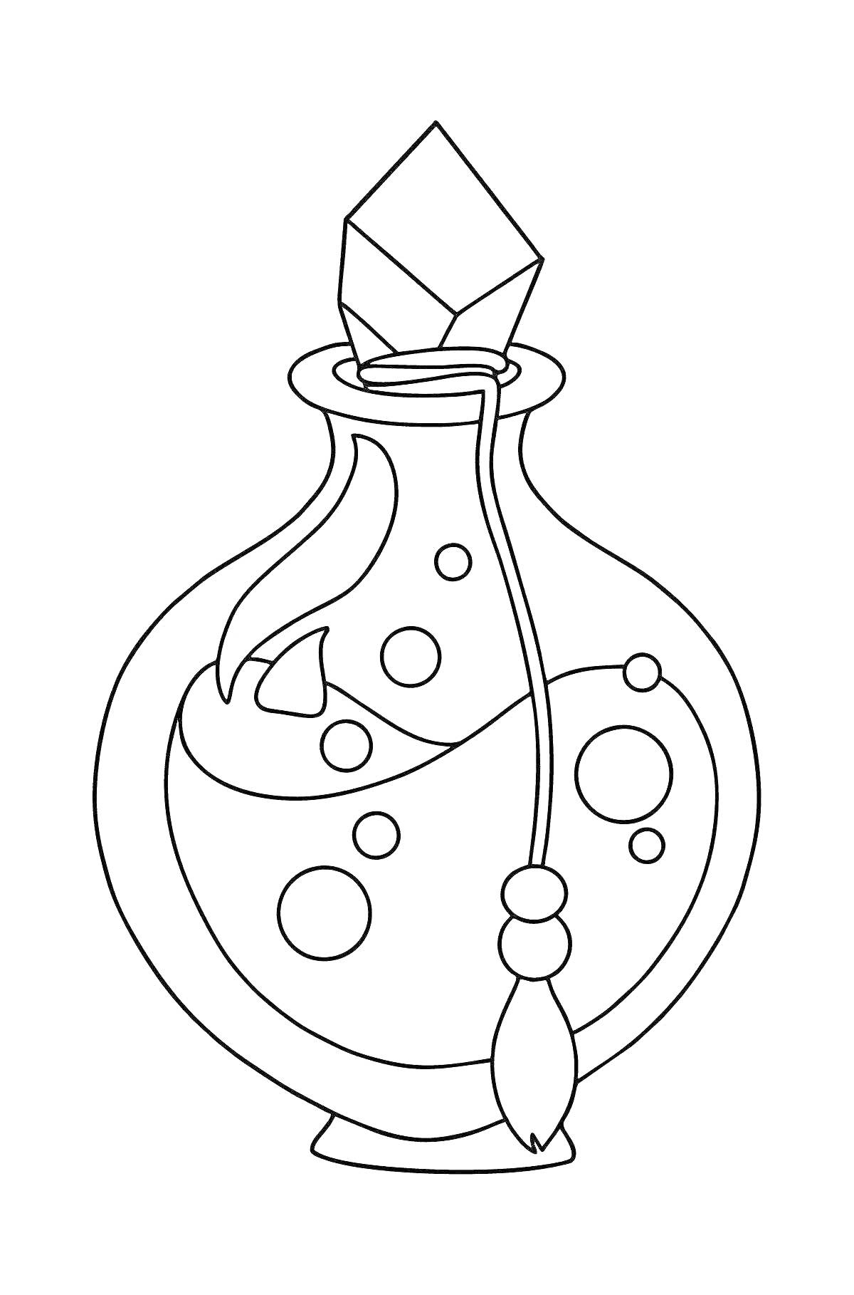 На раскраске изображено: Зелье, Веревка, Пробка, Магия, Алхимия