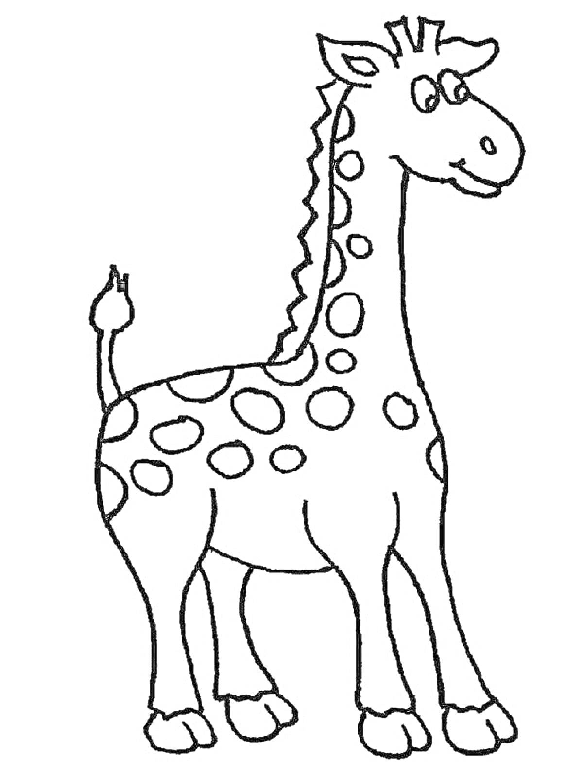 Раскраска Жираф с пятнами, стоящий на четырех ногах, детская раскраска