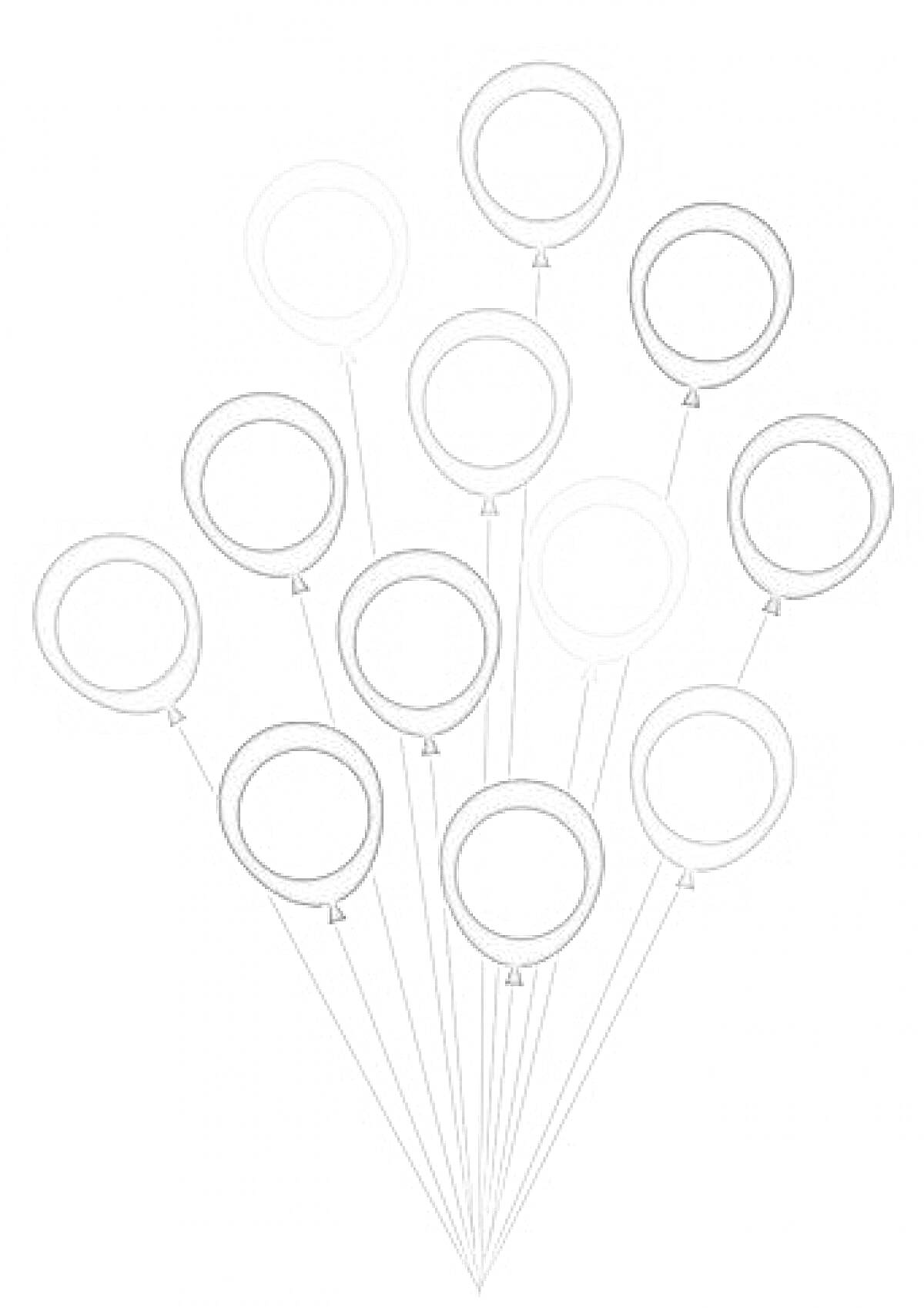 На раскраске изображено: Воздушные шары, Творчество, Для детей, Шаблоны, Шары
