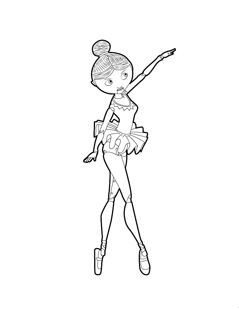 Раскраска Девочка в балетном костюме с вытянутой рукой