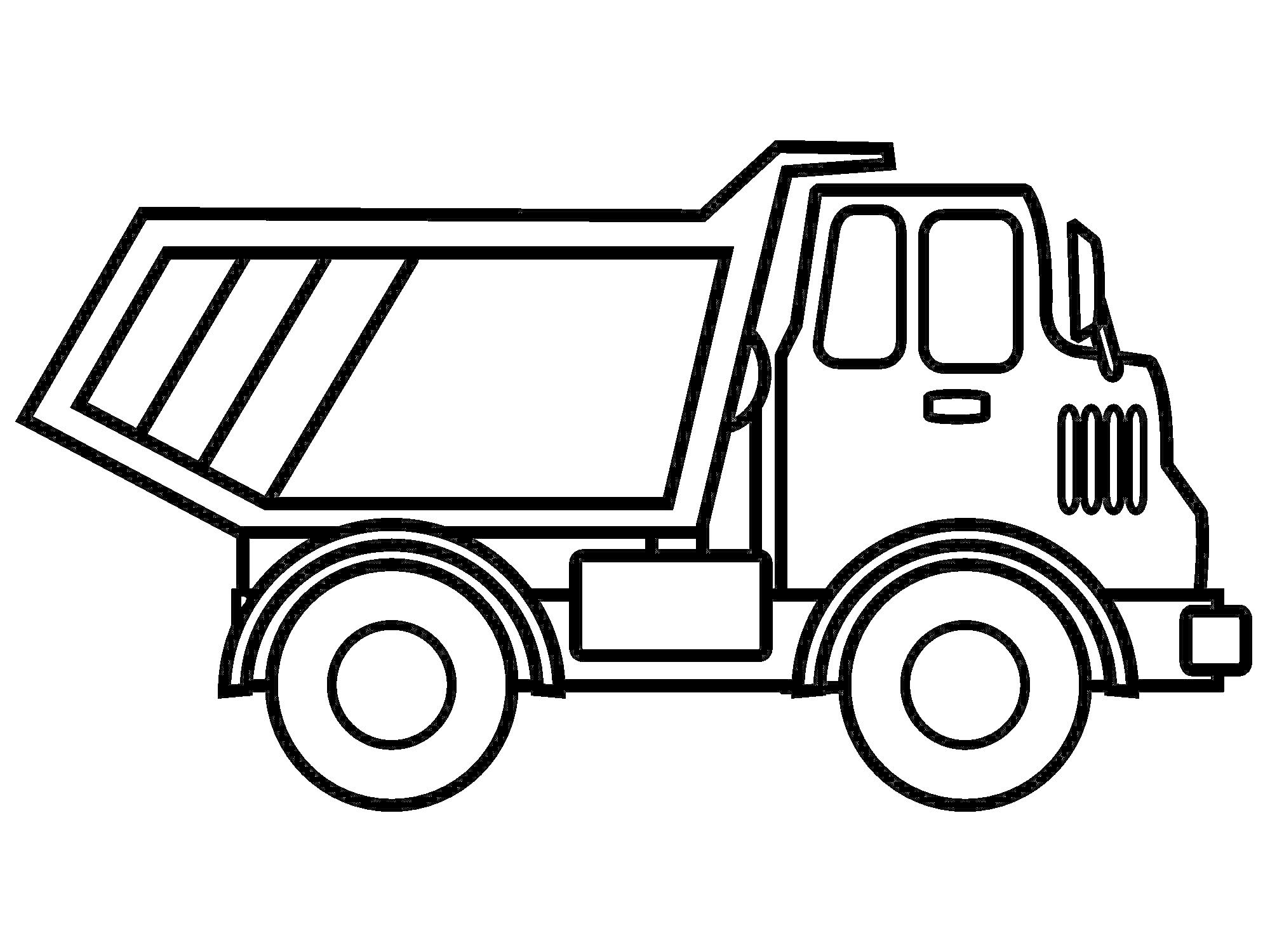 Раскраска Раскраска с изображением грузовика с открытым кузовом и большими колесами