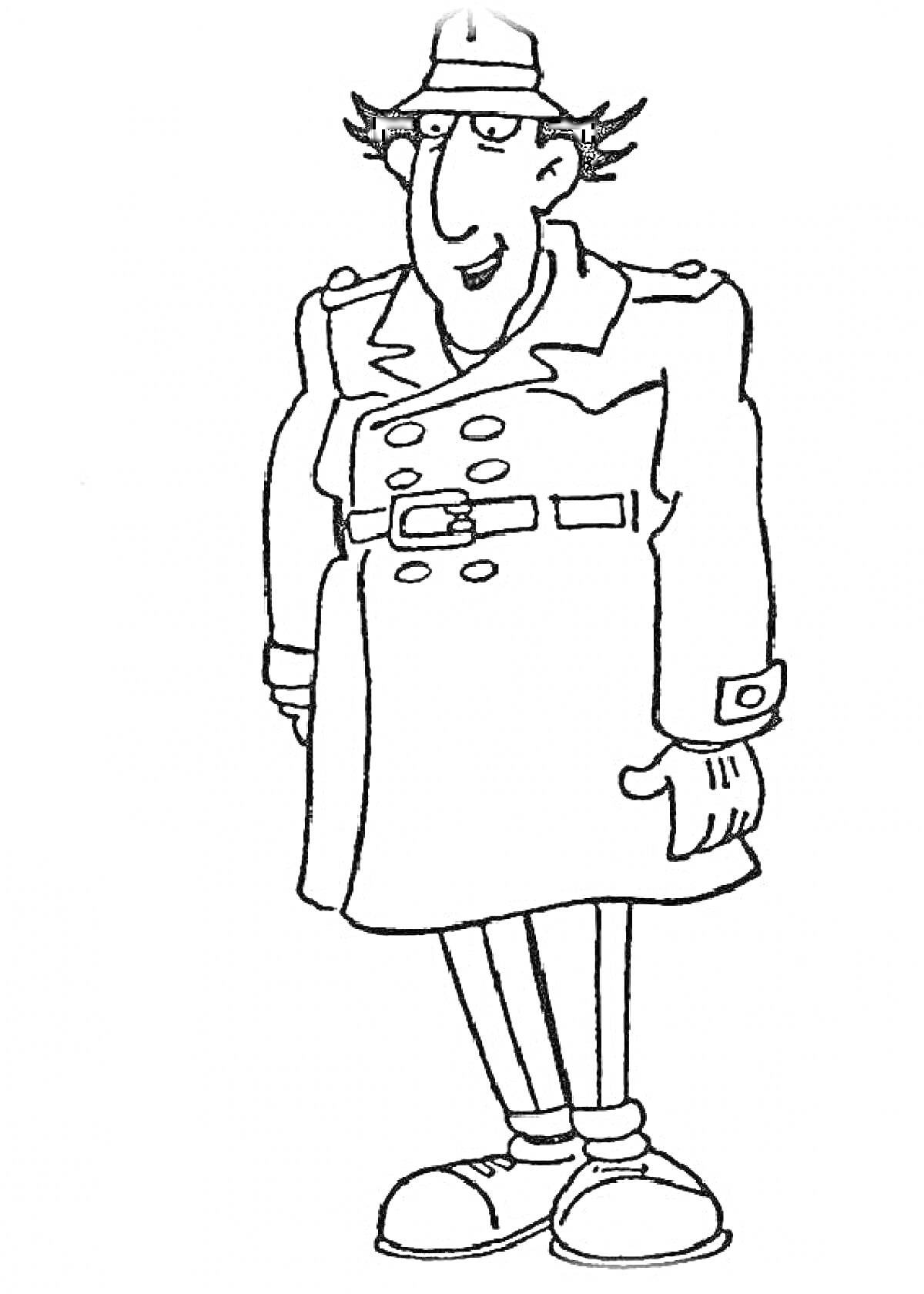 Раскраска Инспектор Гаджет в пальто и шляпе