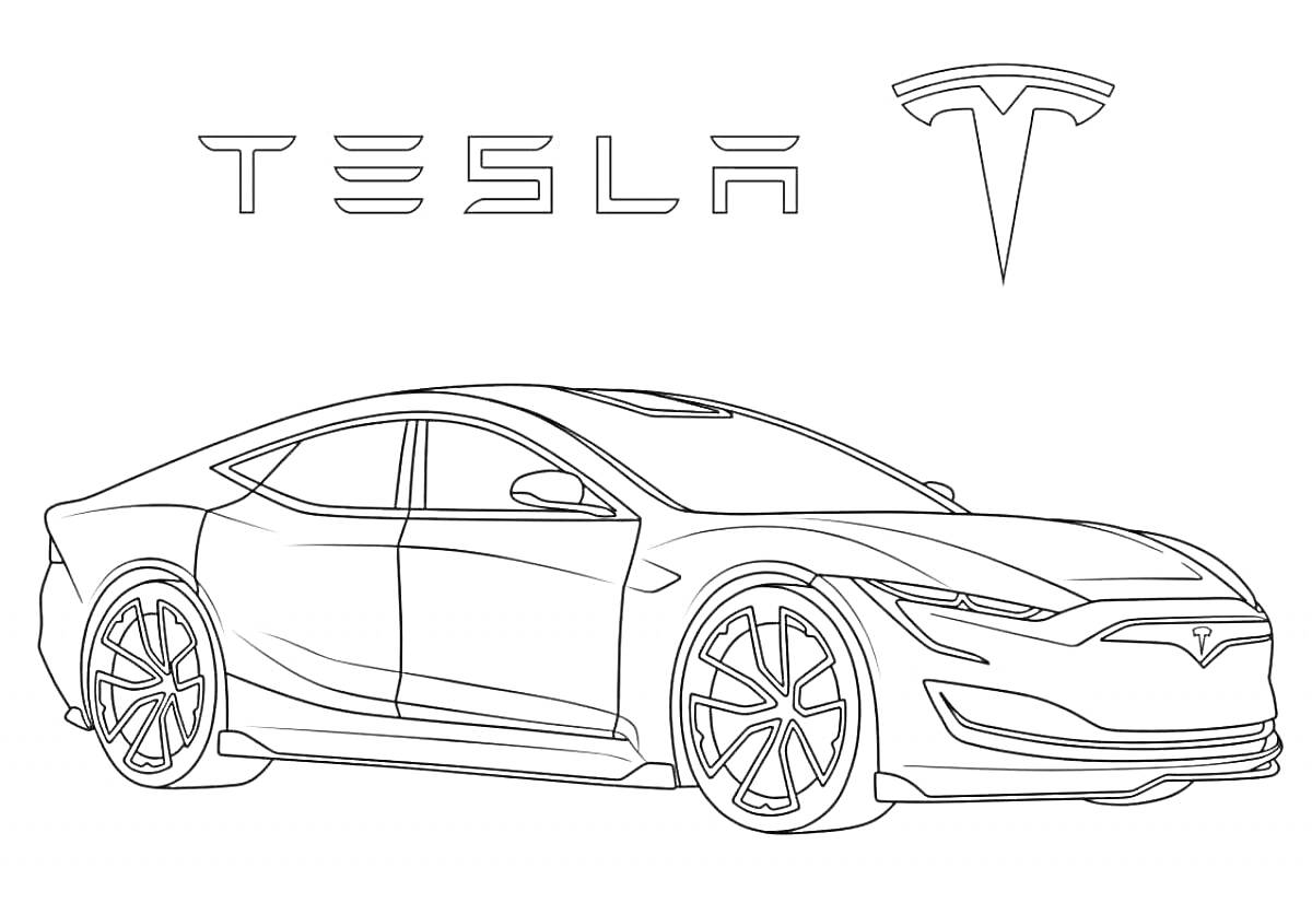 На раскраске изображено: Tesla, Cybertruck, Электромобиль, Надпись