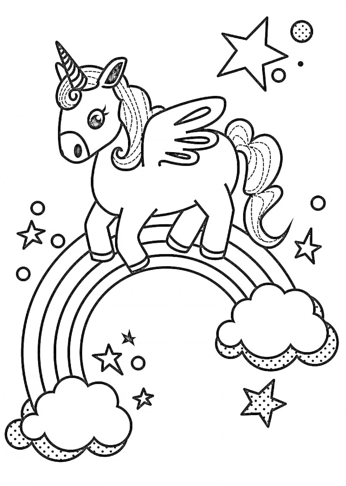 На раскраске изображено: Облака, Звезды, 4-5 лет, Волшебство, Крылья