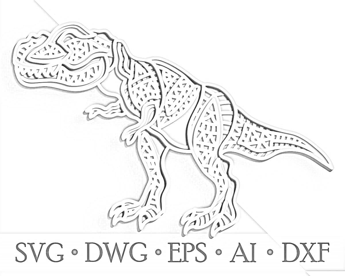 На раскраске изображено: Динозавр, Фанера, SVG, DXF