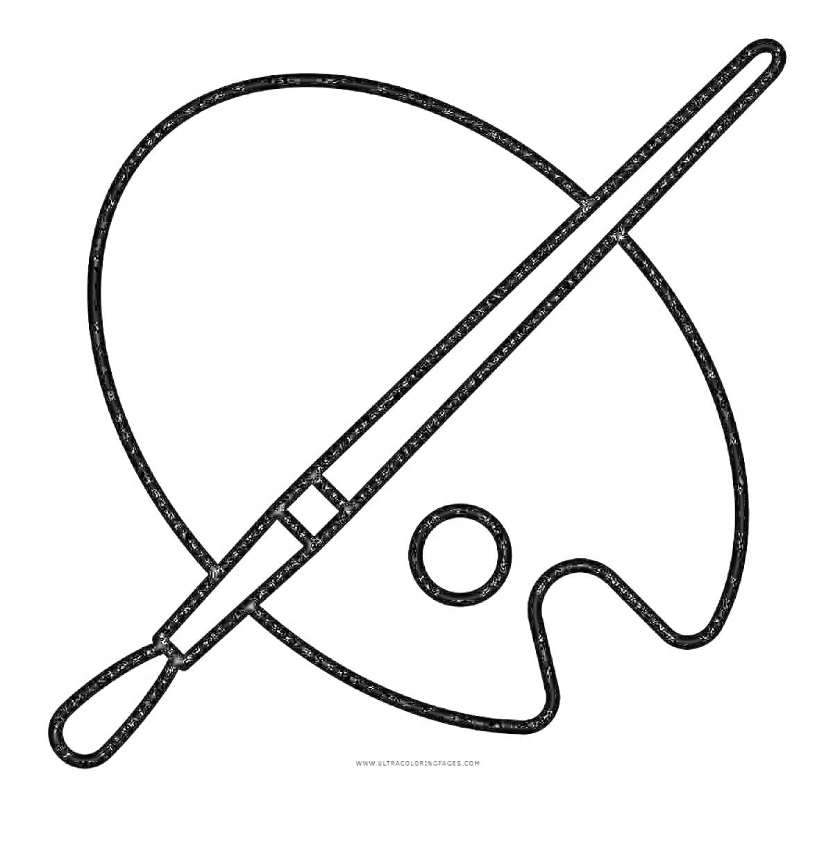 Раскраска Палитра и кисть для рисования