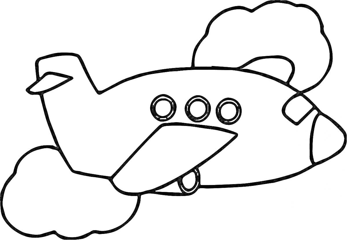 Раскраска Самолет в облаках