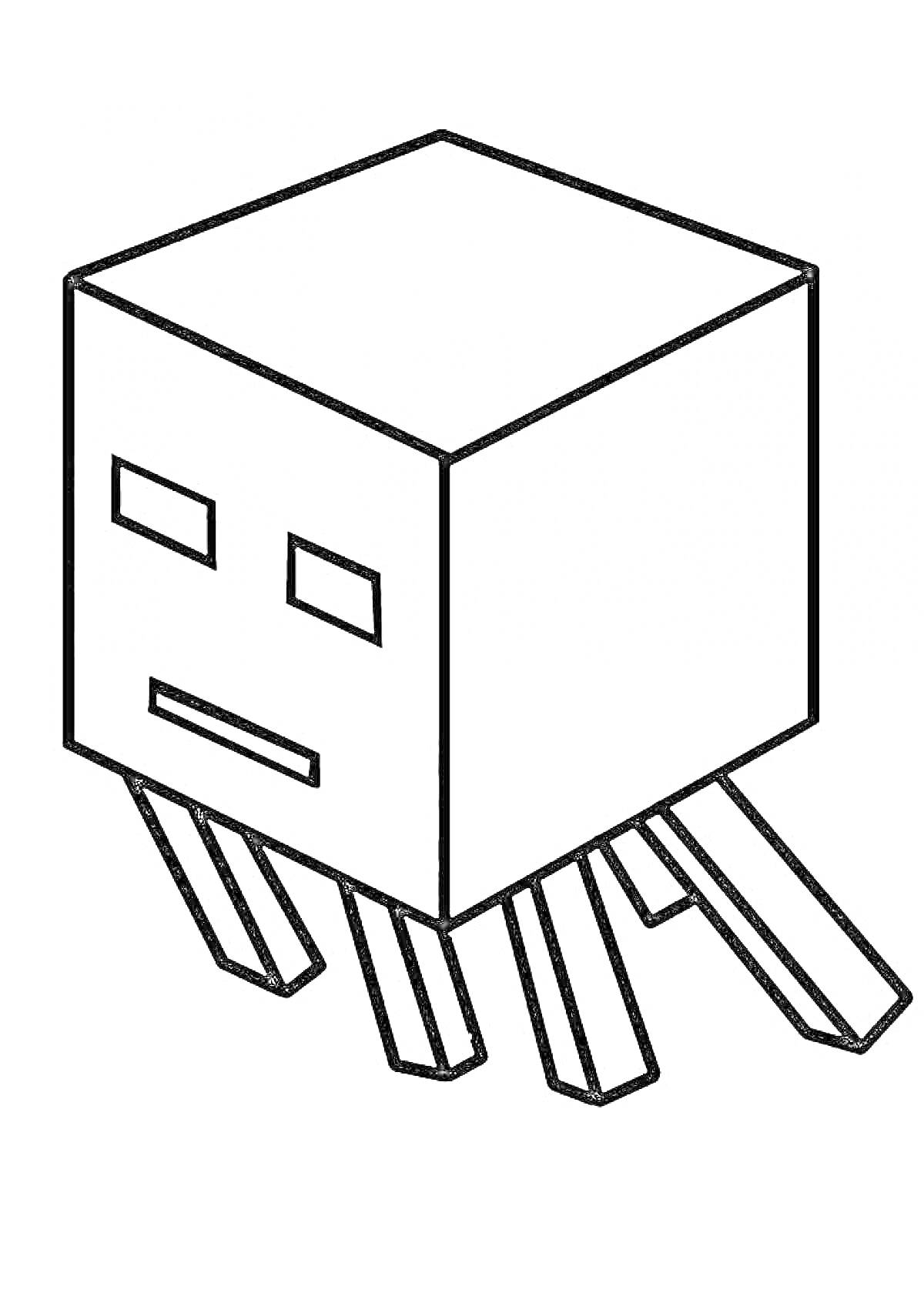 Раскраска Эндермен с кубической головой и шестью ногами