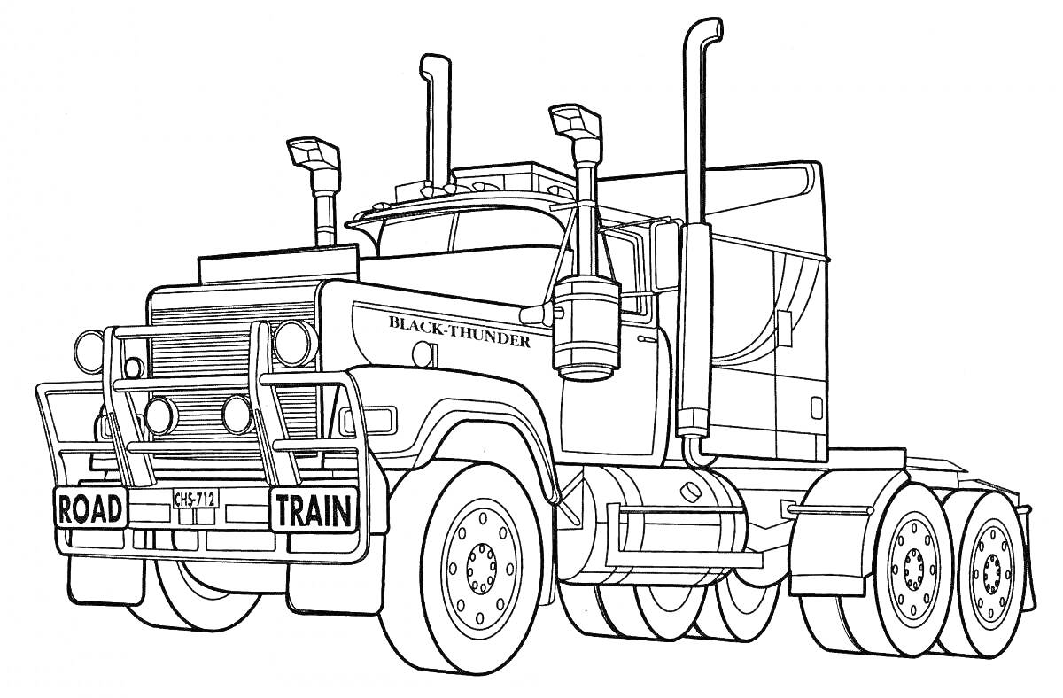 Раскраска Гоночный грузовик с надписями 