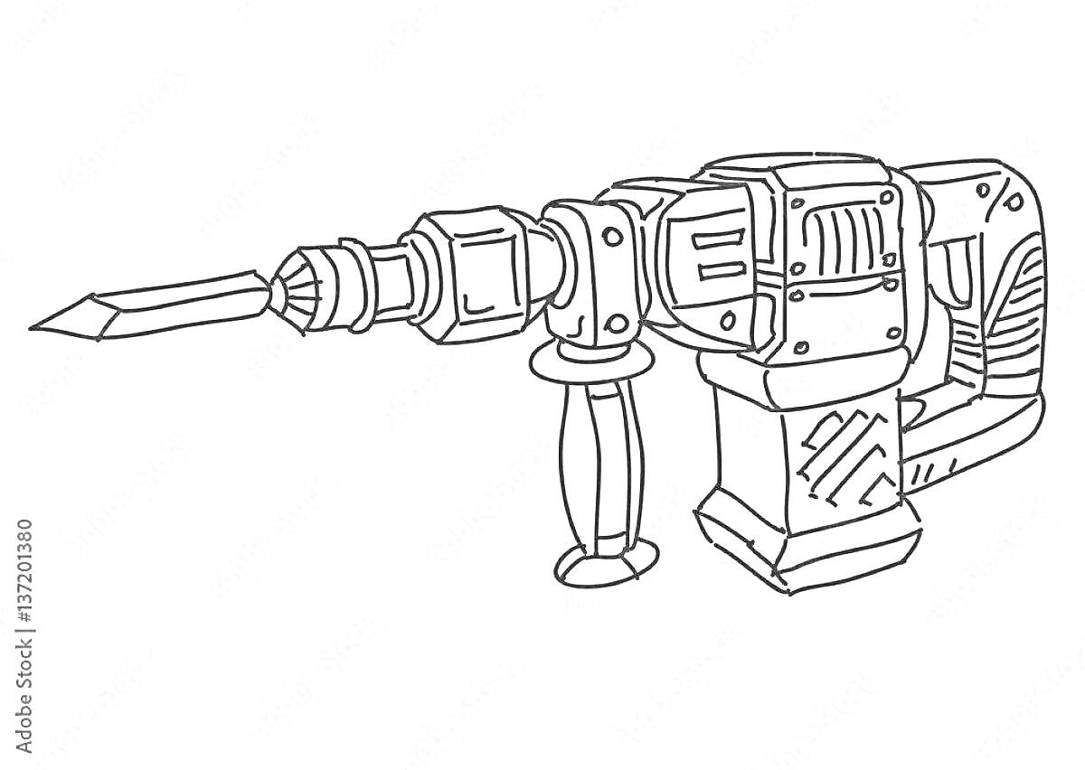 Раскраска Дрель с ручкой и сверлом