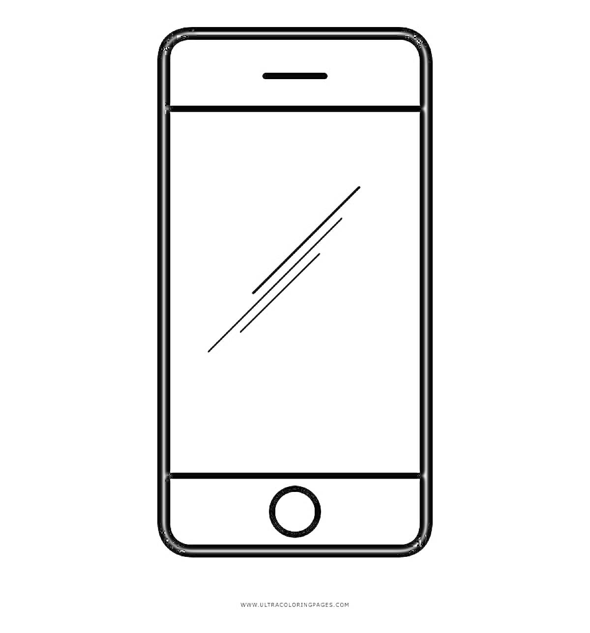Раскраска 13 айфон с кнопкой, экраном и динамиком