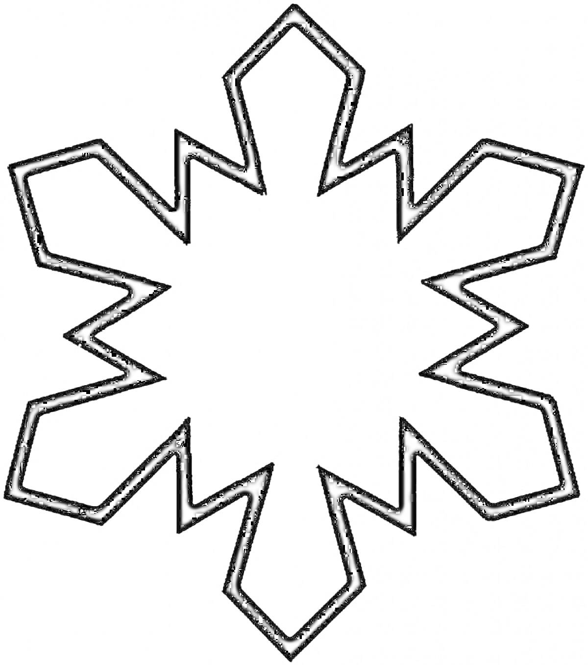 На раскраске изображено: Для детей, Зима, Симметрия, Снежинки, Контурные рисунки, Шестиугольники