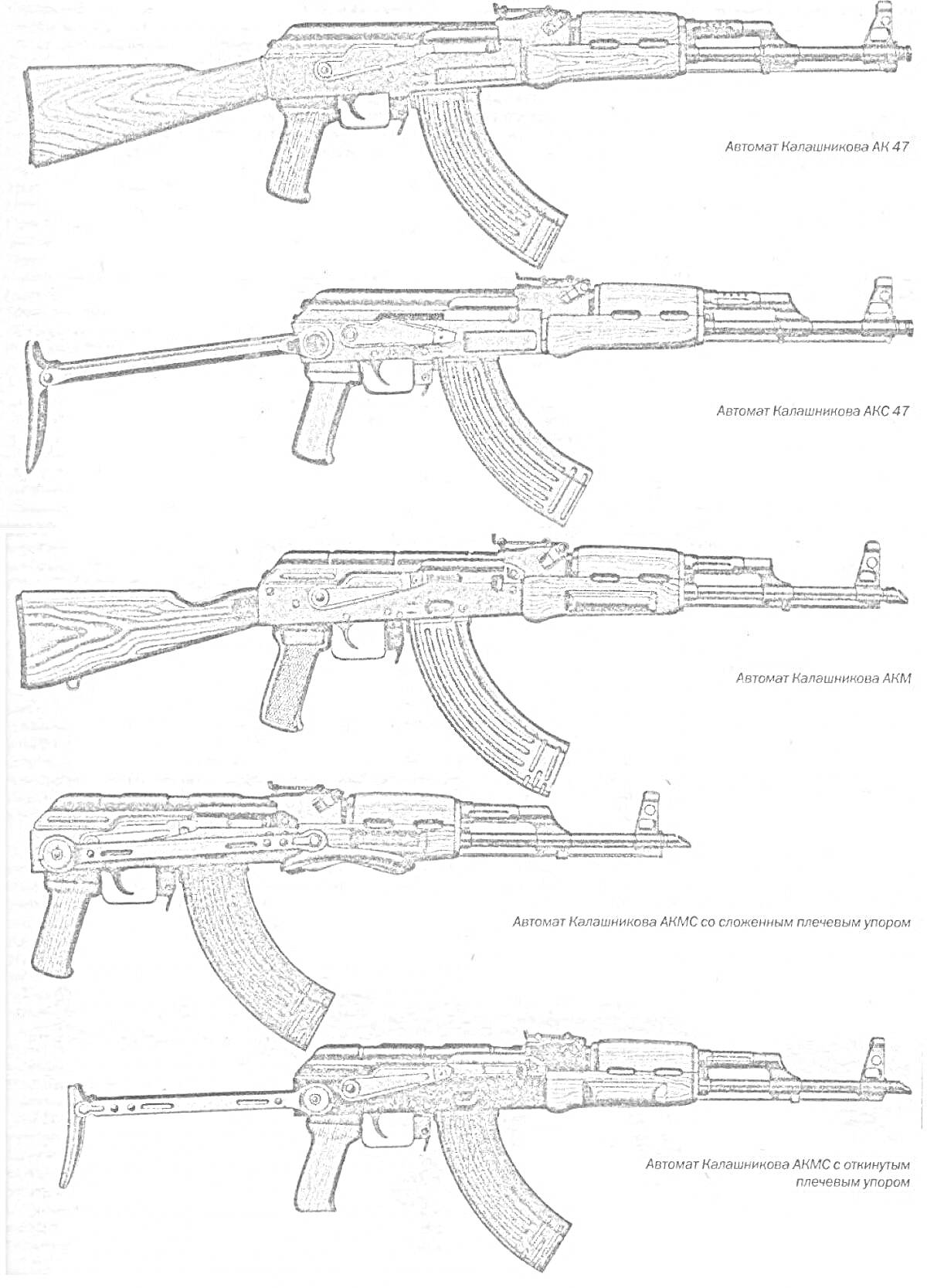 На раскраске изображено: Автомат Калашникова, АК-47, АКМ, Оружие, Автомат, Военное оборудование