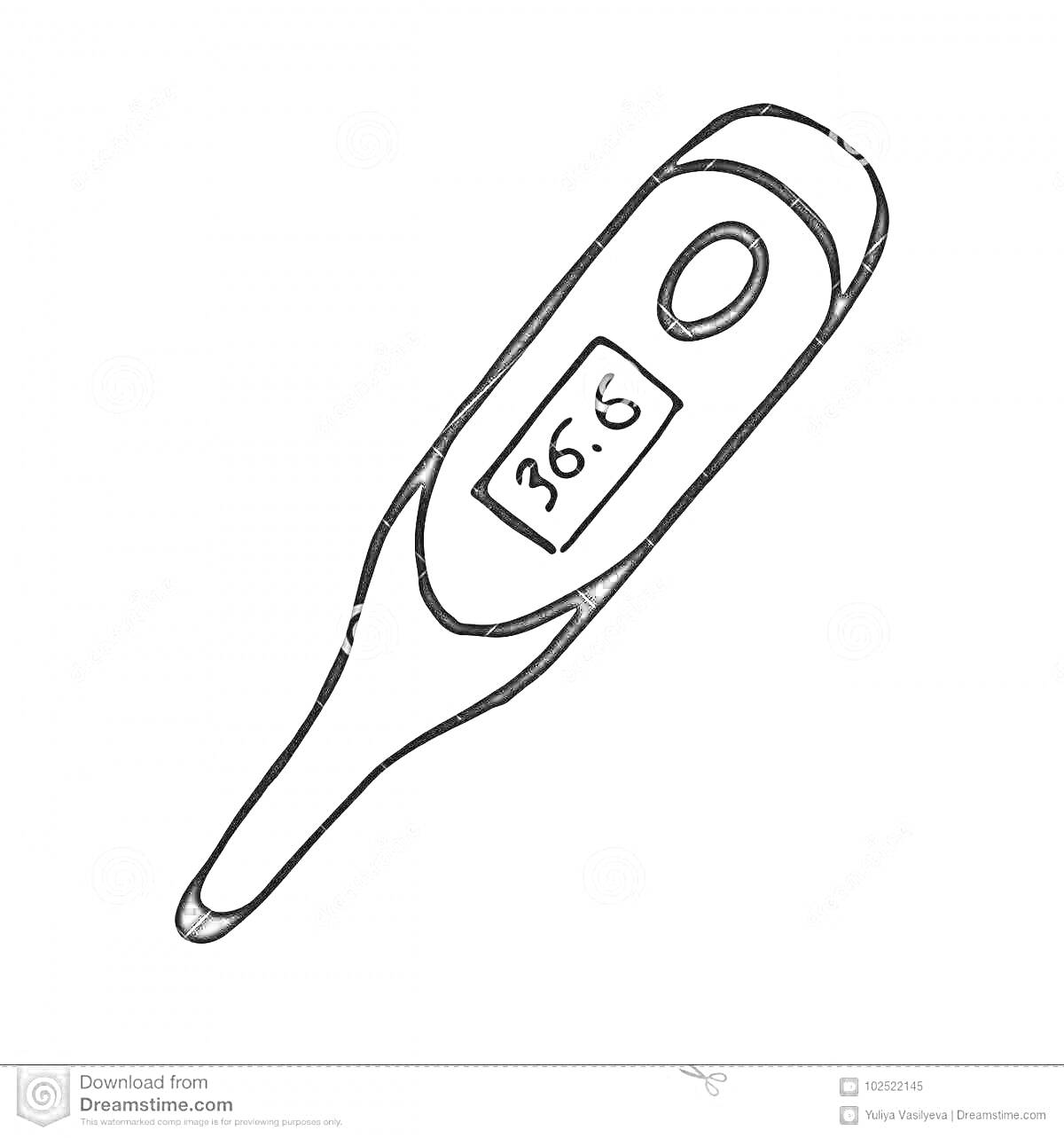 На раскраске изображено: Градусник, Термометр, Температура, Измерение температуры, Медицинский прибор