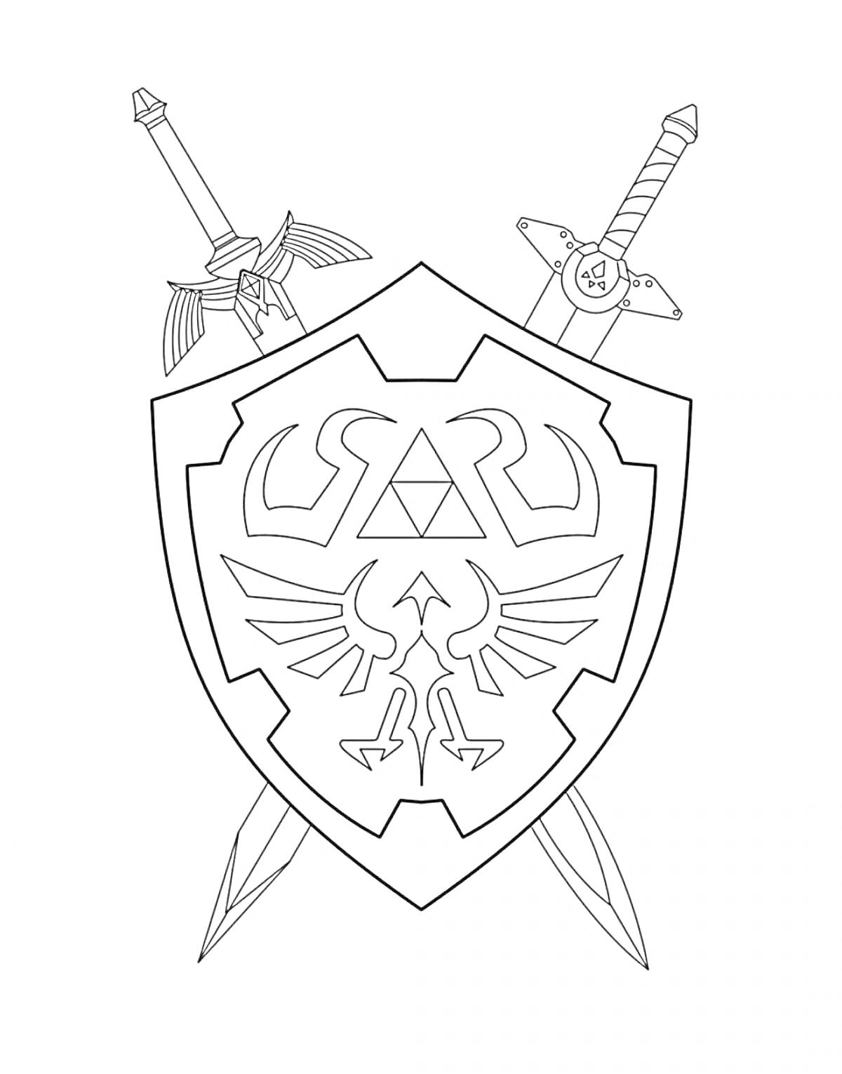 На раскраске изображено: Щит, Символы, Средневековье, Оружие